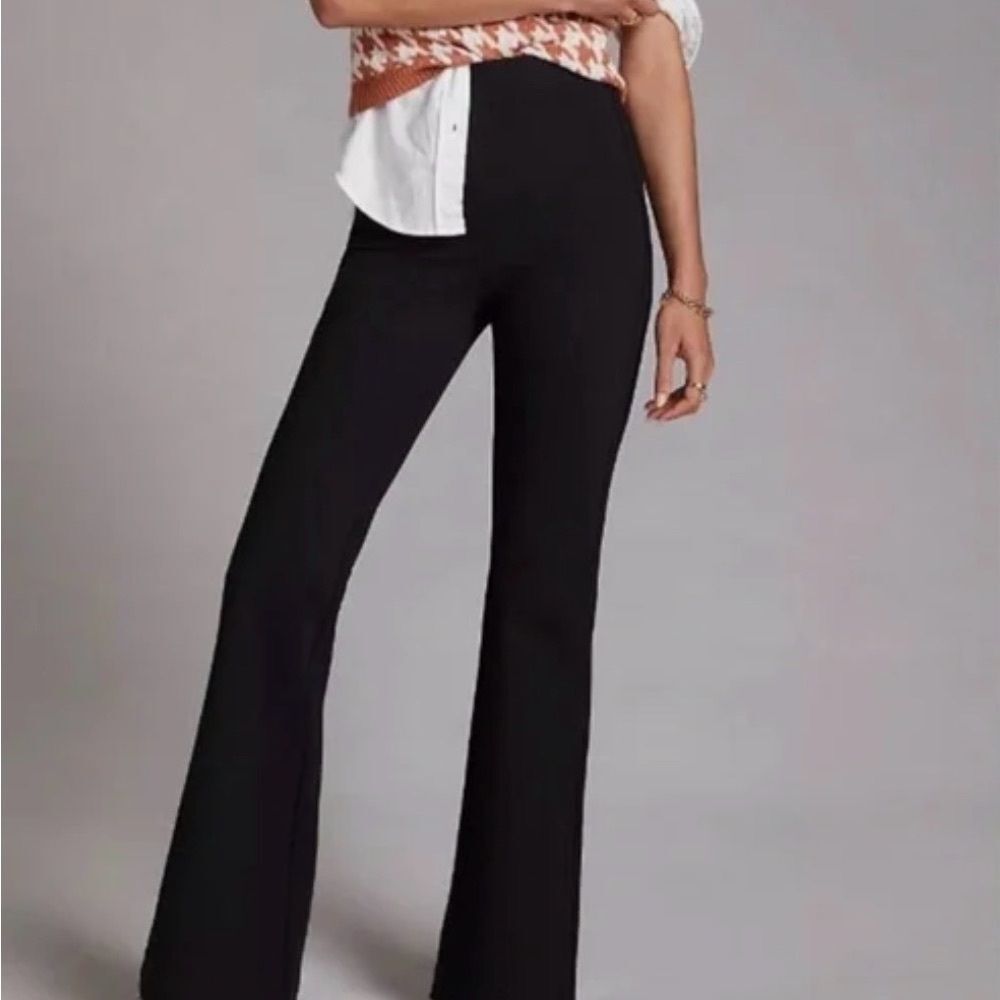 Anthropologie The Joni Ponte Black Pull-on Flare Leg Pants size S Boho Festival
